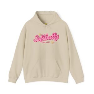 softbally “let’s go!” sweatshirt — bubble gum retro softball sweatshirt