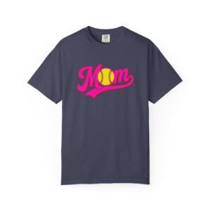 softball mom t shirt pink retro script mom with softball graphic on comfort colors 1717 tee
