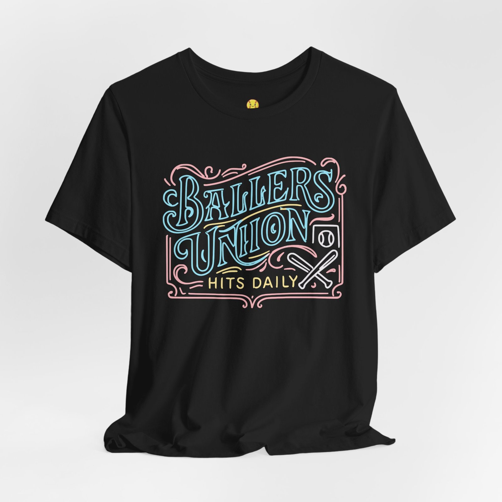 ballers union tee — 'ballers union hits daily' retro neon sign style t‑shirt ballers union tee — 'ballers union hits daily' retro neon sign style t‑shirt