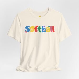 softball colorful kids tee — playful retro lettering softball shirt