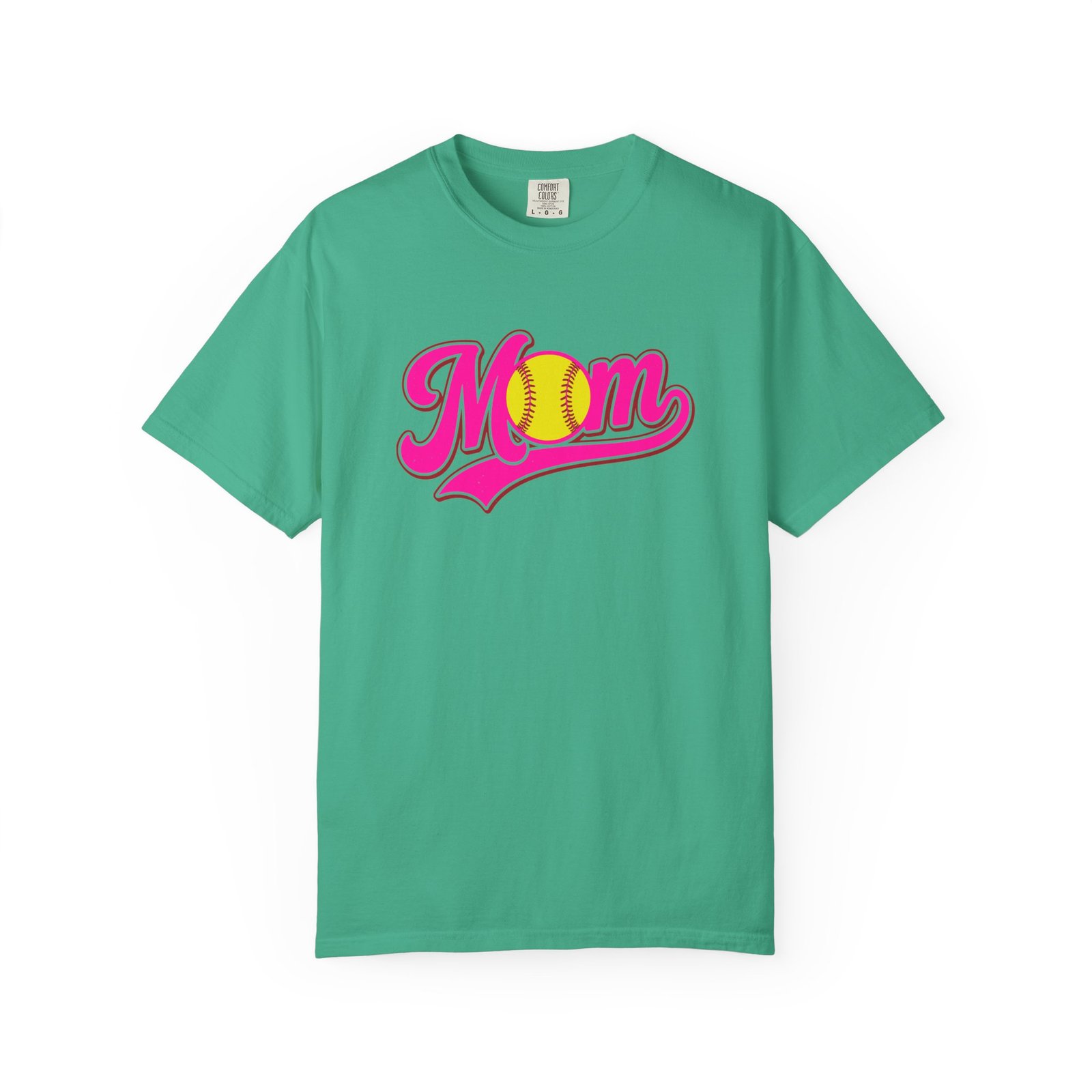 softball mom t shirt pink retro script mom with softball graphic on comfort colors 1717 tee