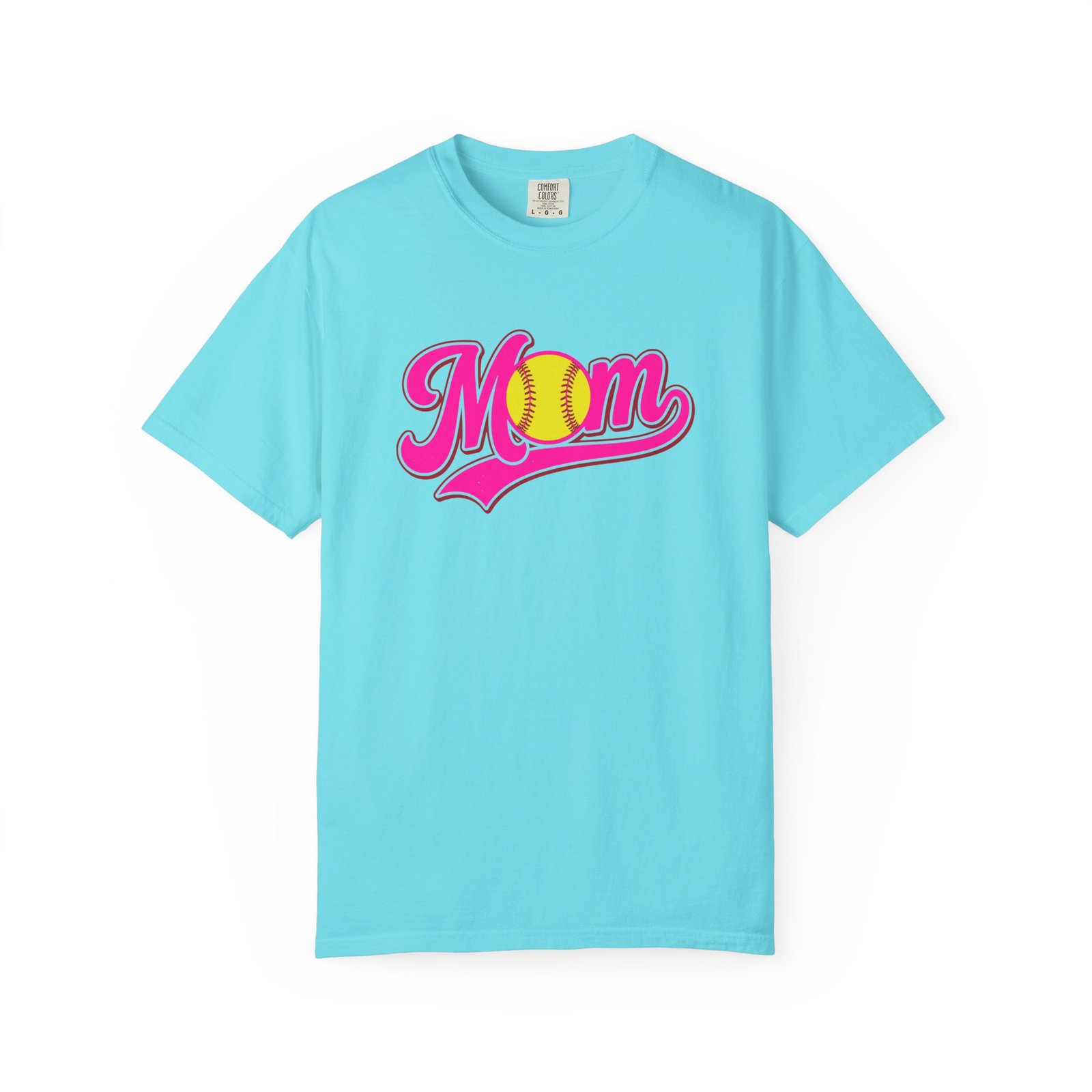 softball mom t shirt pink retro script mom with softball graphic on comfort colors 1717 tee