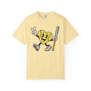 softball heart figure t‑shirt – cute retro softball love design on comfort colors tee