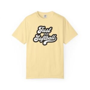 just play softball retro script t‑shirt on comfort colors 1717 tee