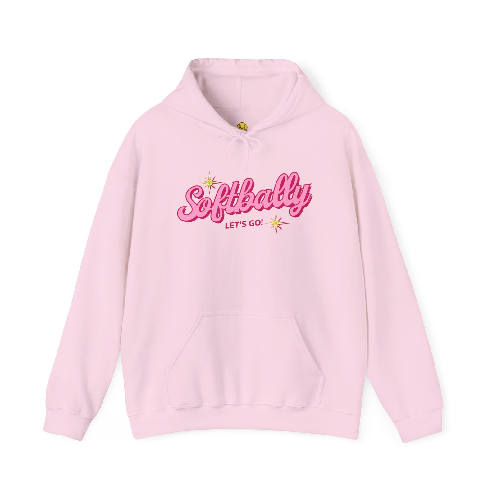 softbally “let’s go!” sweatshirt — bubble gum retro softball sweatshirt