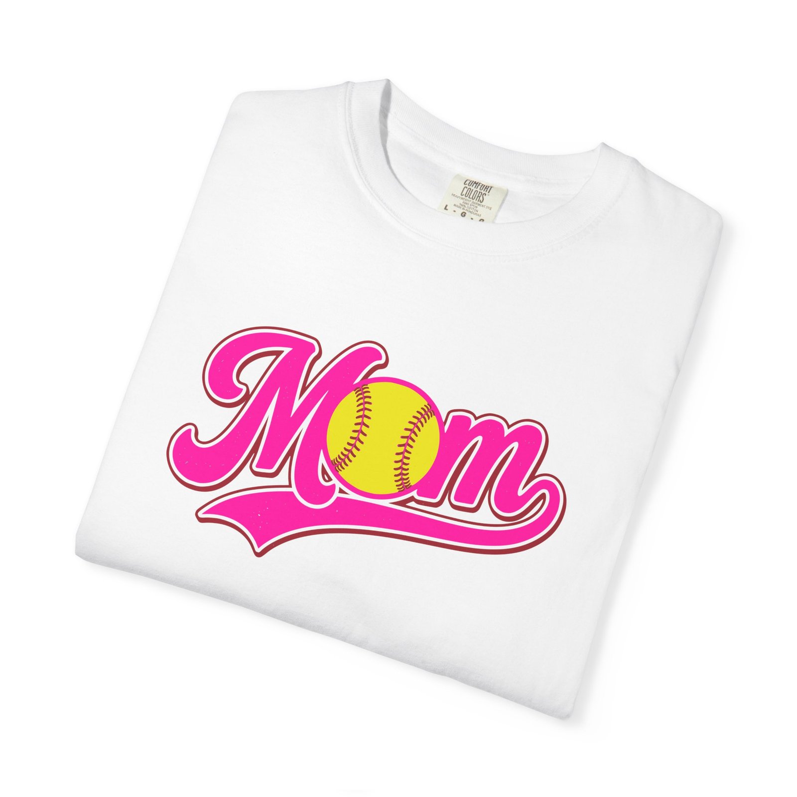 softball mom t shirt pink retro script mom with softball graphic on comfort colors 1717 tee