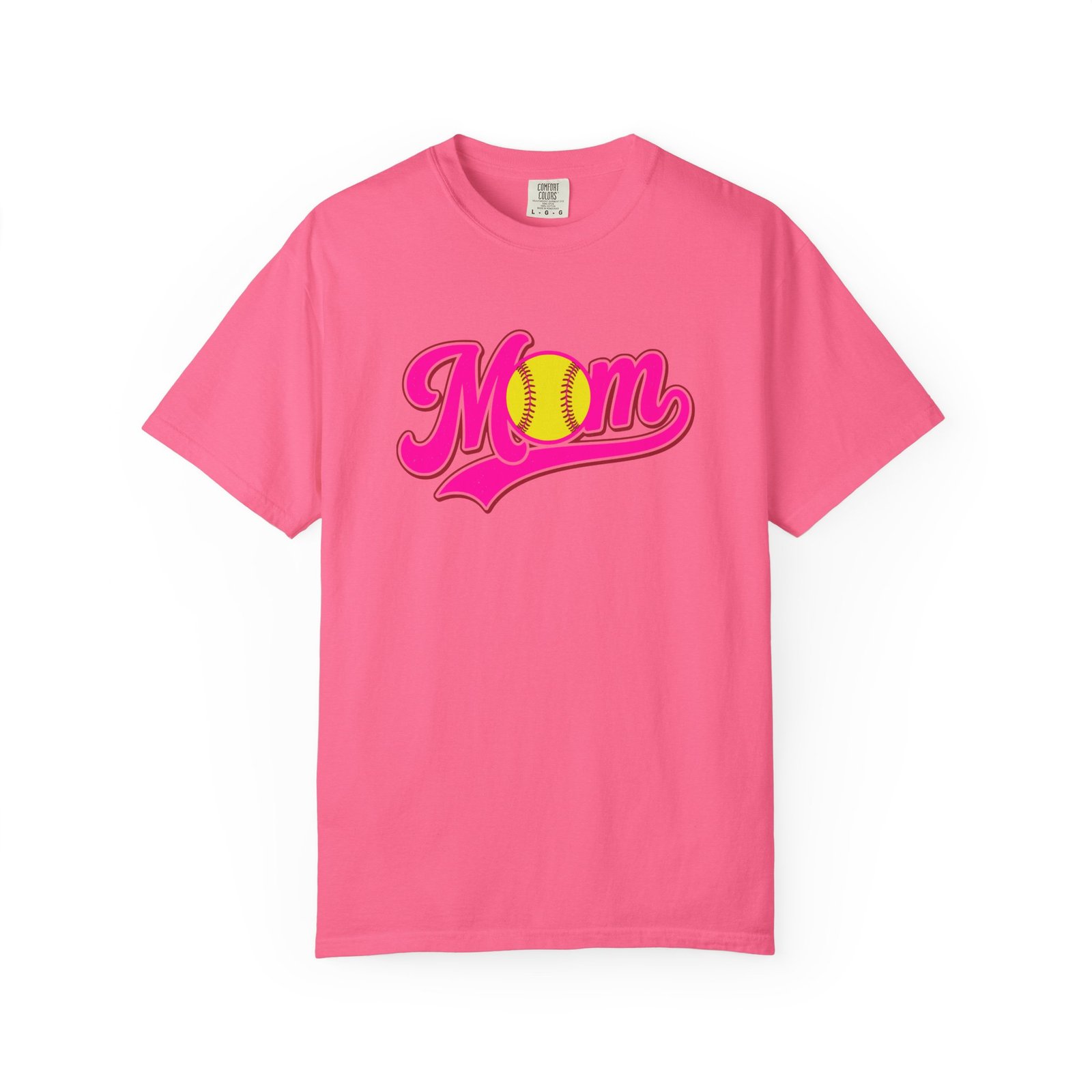 softball mom t shirt pink retro script mom with softball graphic on comfort colors 1717 tee