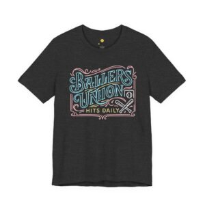 ballers union tee — 'ballers union hits daily' retro neon sign style t‑shirt