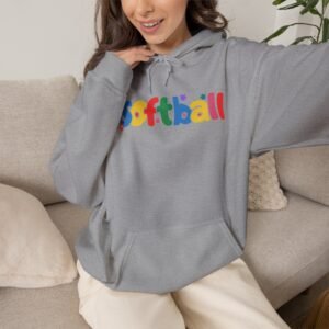 softball colorful hoody — playful retro lettering softball hooded sweatshirt