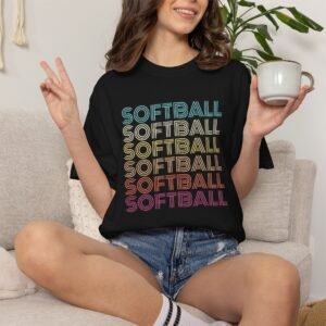 softball retro wave tee — pastel repeating softball graphic on comfort colors 1717 t shirt