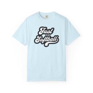 just play softball retro script t‑shirt on comfort colors 1717 tee
