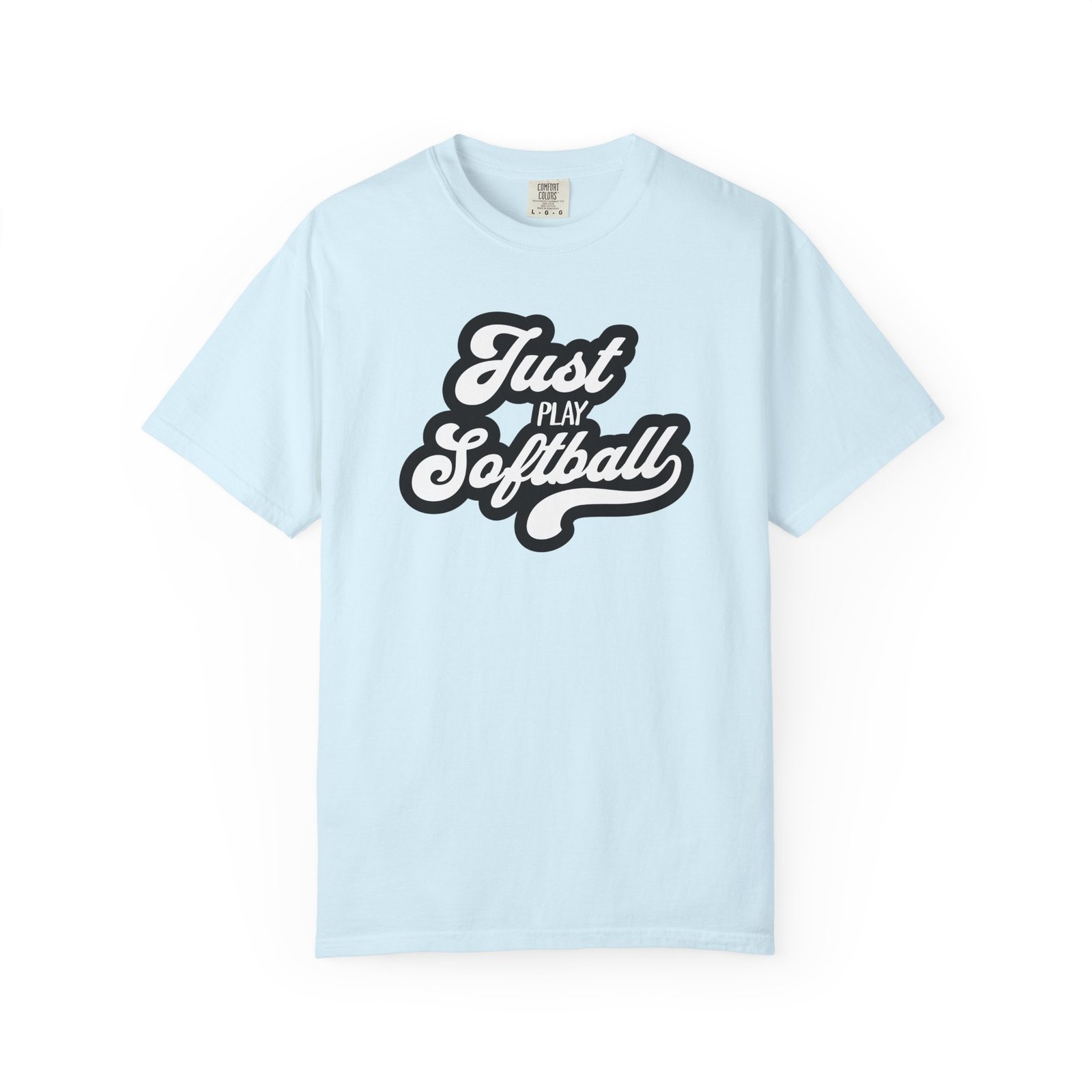 just play softball retro script t‑shirt on comfort colors 1717 tee