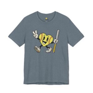 softball heart figure t‑shirt – cute retro softball love tee