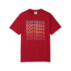 softball retro wave tee — pastel repeating softball graphic on comfort colors 1717 t shirt