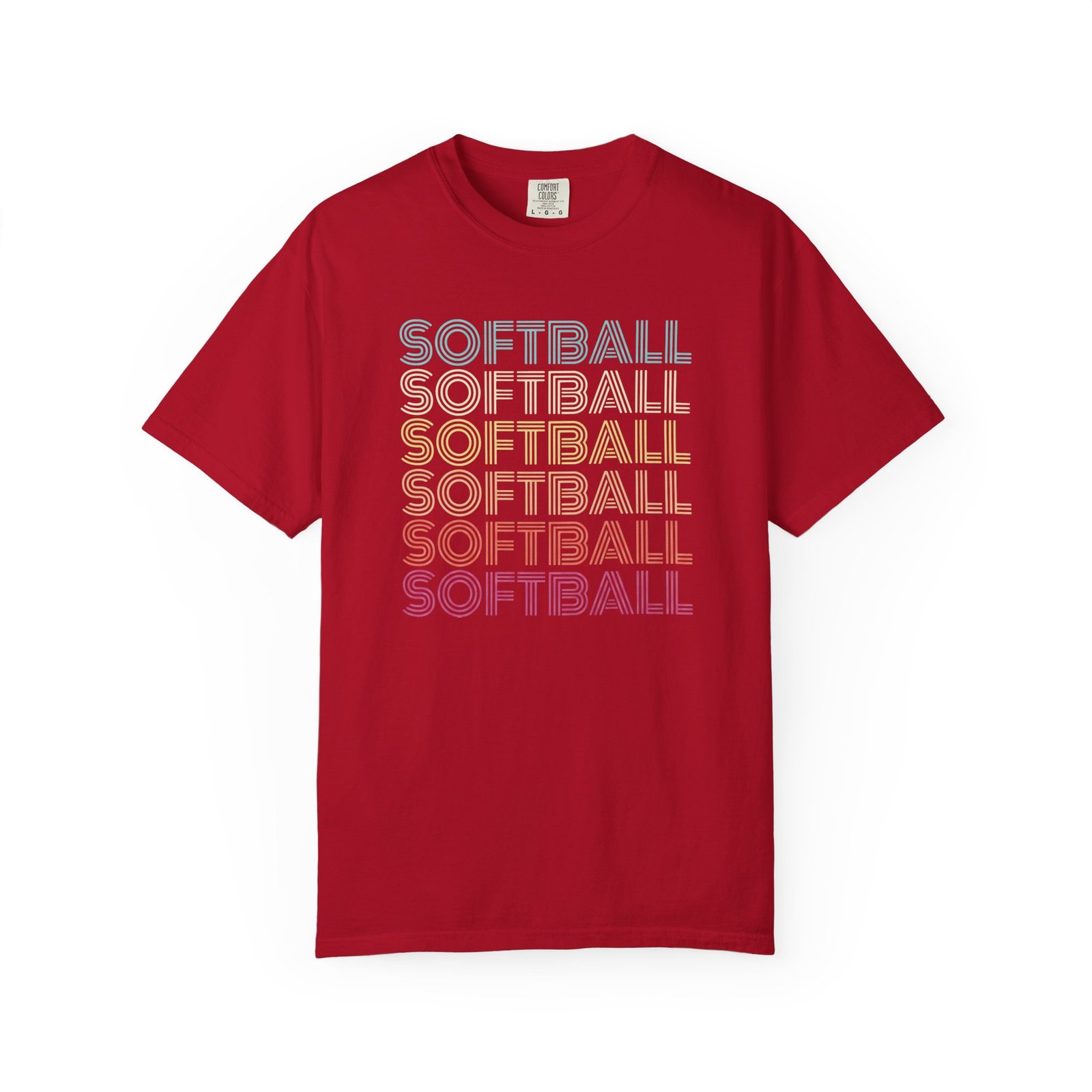 softball retro wave tee — pastel repeating softball graphic on comfort colors 1717 t shirt