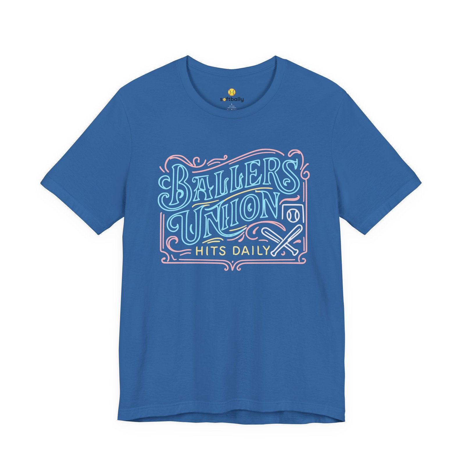 ballers union tee — 'ballers union hits daily' retro neon sign style t‑shirt ballers union tee — 'ballers union hits daily' retro neon sign style t‑shirt