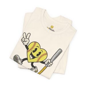 softball heart figure t‑shirt – cute retro softball love tee