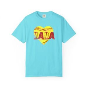 softball heart 'mama' tee — softball mom / mother shirt on comfort colors 1717 t shirt