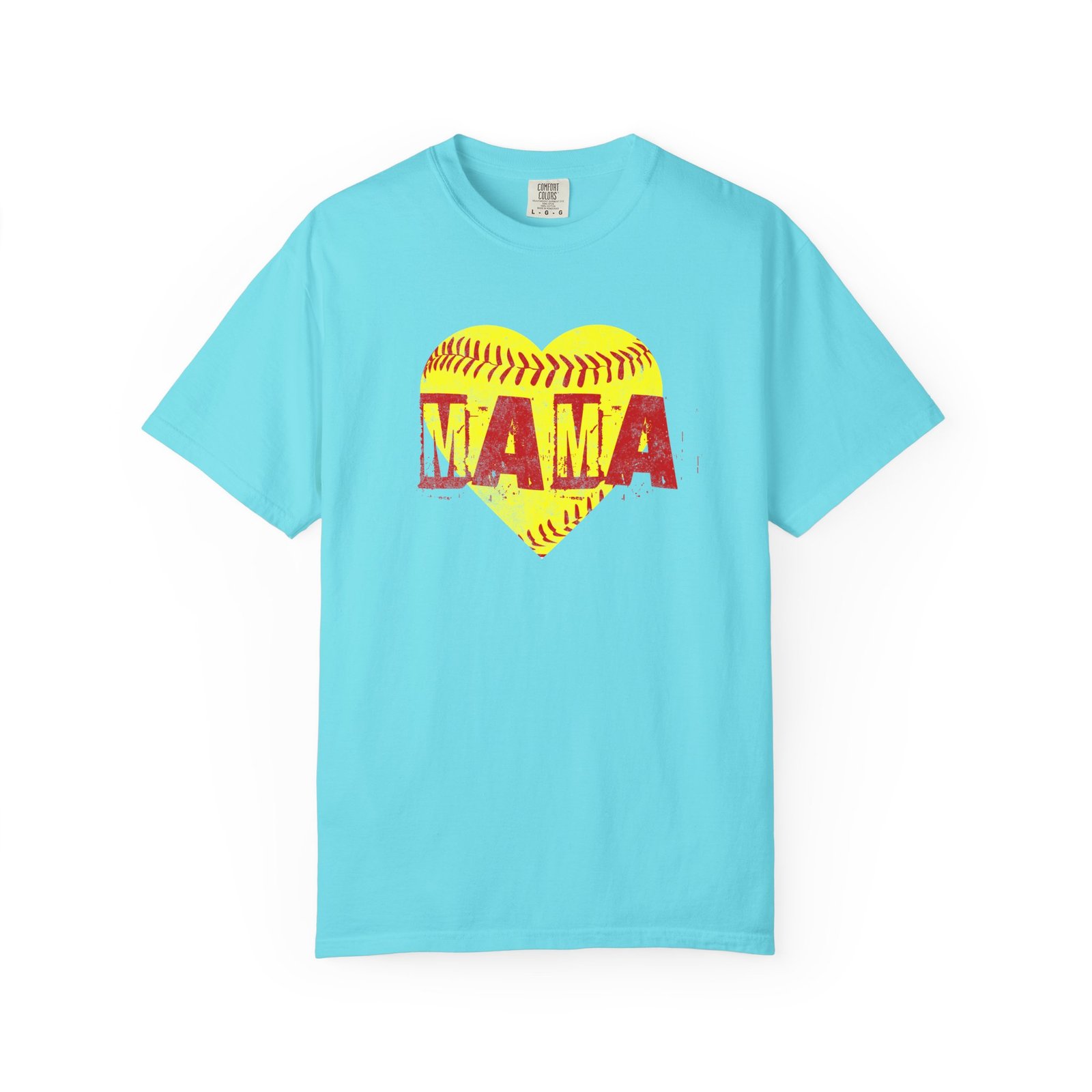 softball heart 'mama' tee — softball mom / mother shirt on comfort colors 1717 t shirt