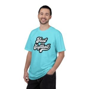 just play softball retro script t‑shirt on comfort colors 1717 tee