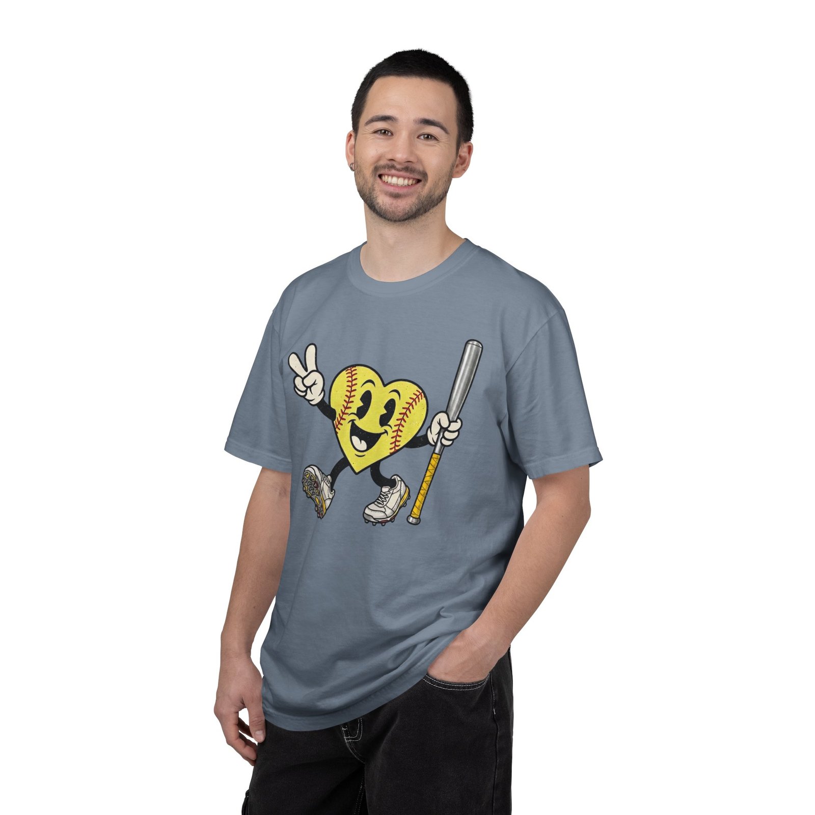 softball heart figure t‑shirt – cute retro softball love design on comfort colors tee