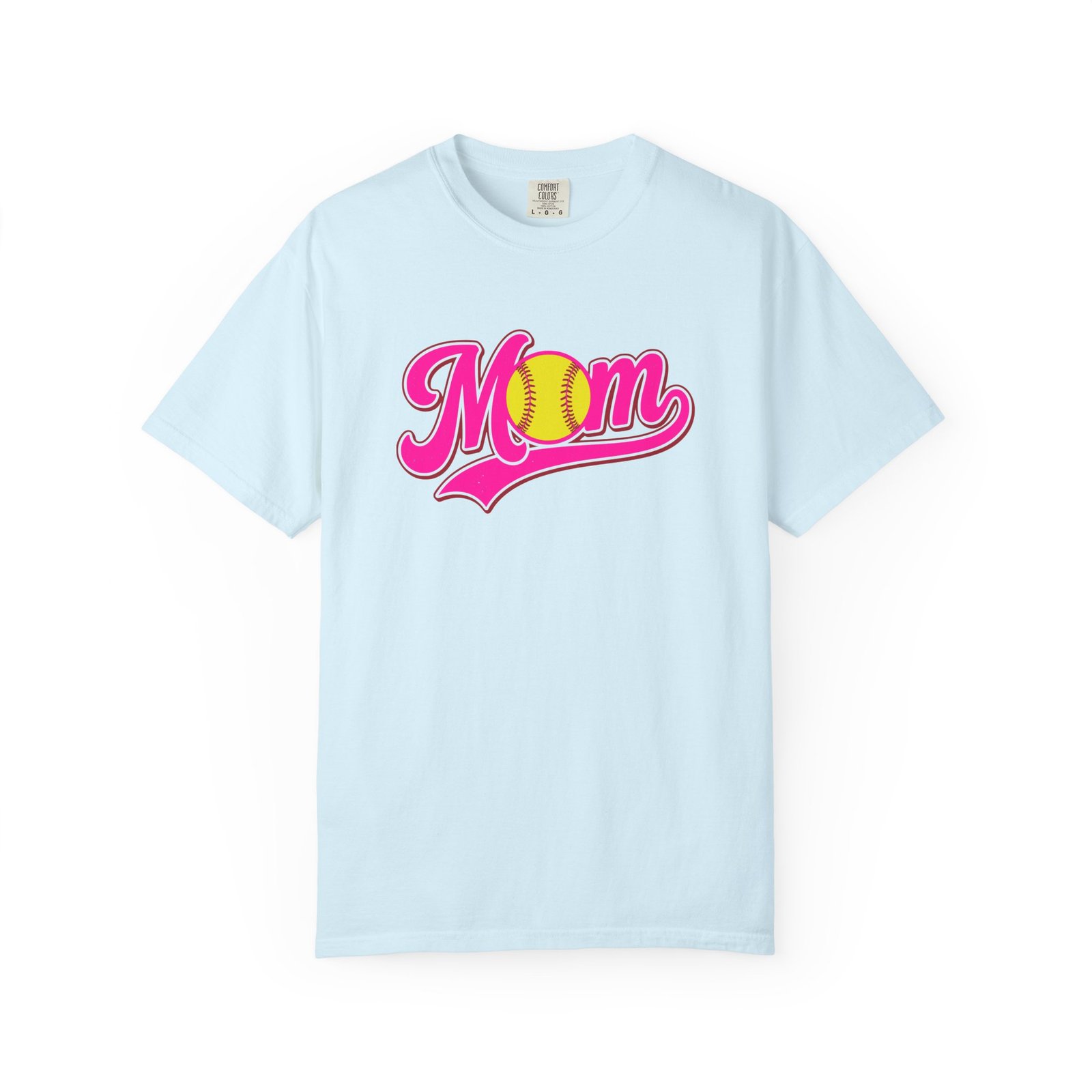 softball mom t shirt pink retro script mom with softball graphic on comfort colors 1717 tee