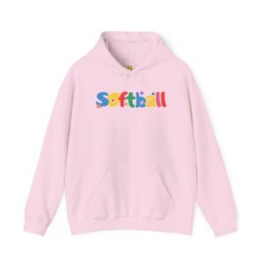 softball colorful hoody — playful retro lettering softball hooded sweatshirt