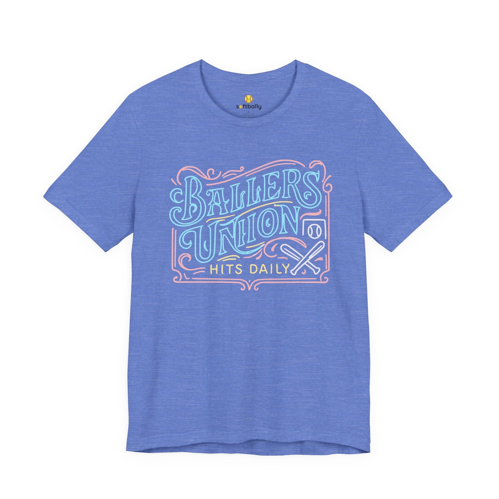 ballers union tee — 'ballers union hits daily' retro neon sign style t‑shirt ballers union tee — 'ballers union hits daily' retro neon sign style t‑shirt