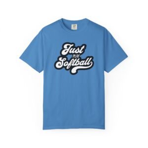 just play softball retro script t‑shirt on comfort colors 1717 tee