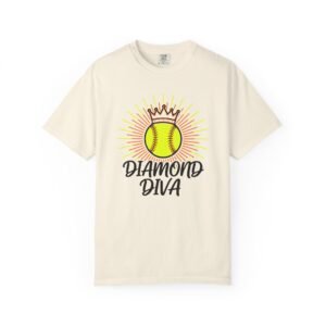 diamond diva softball tee — graphic shirt for players & fans on a comfort colors 1717 t shirt