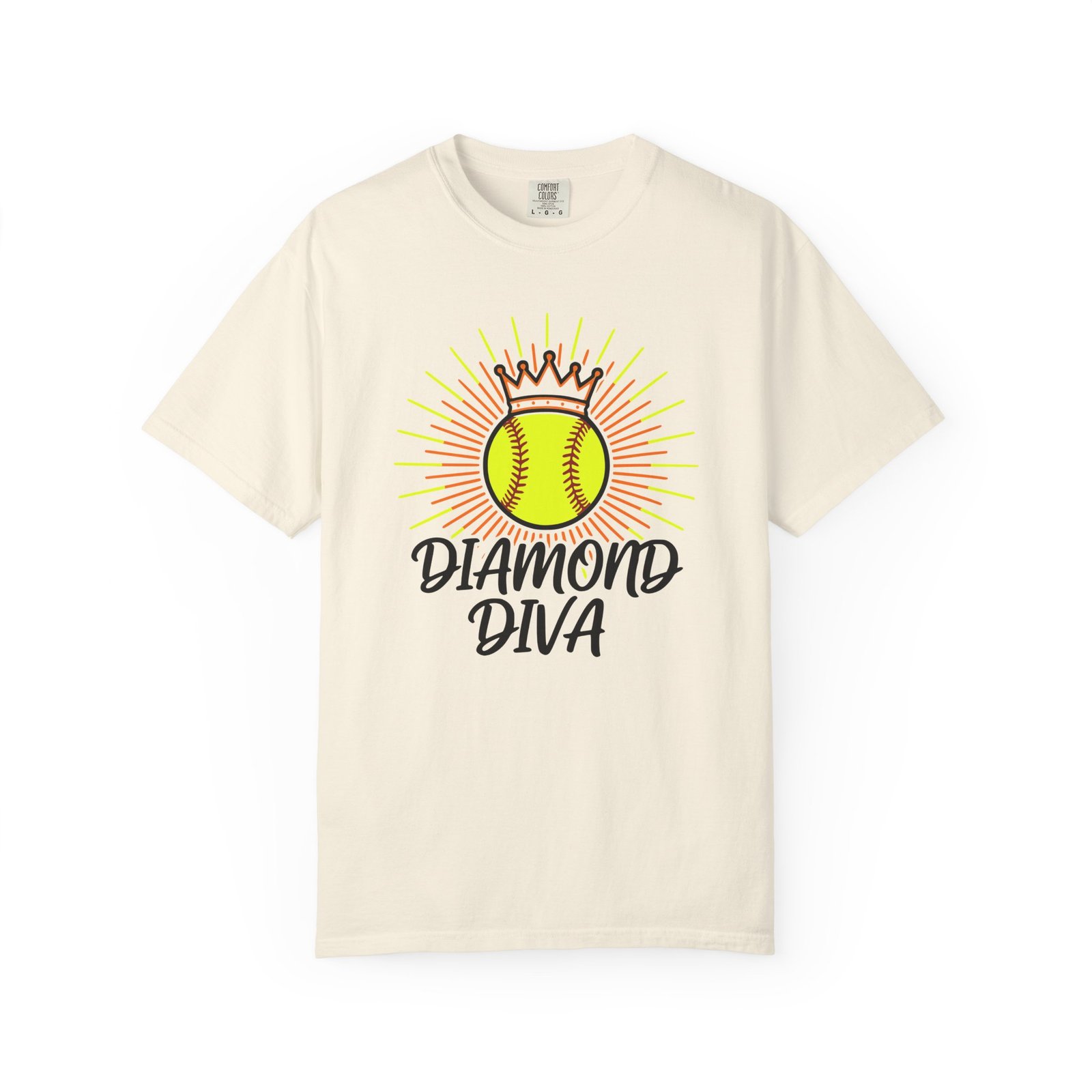 diamond diva softball tee — graphic shirt for players & fans on a comfort colors 1717 t shirt
