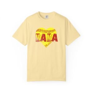 softball heart 'mama' tee — softball mom / mother shirt on comfort colors 1717 t shirt