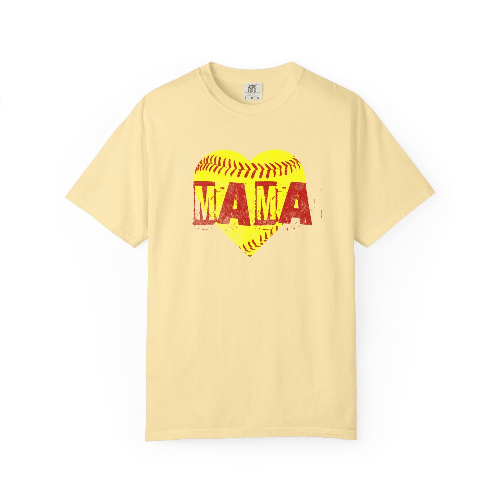 softball heart 'mama' tee — softball mom / mother shirt on comfort colors 1717 t shirt