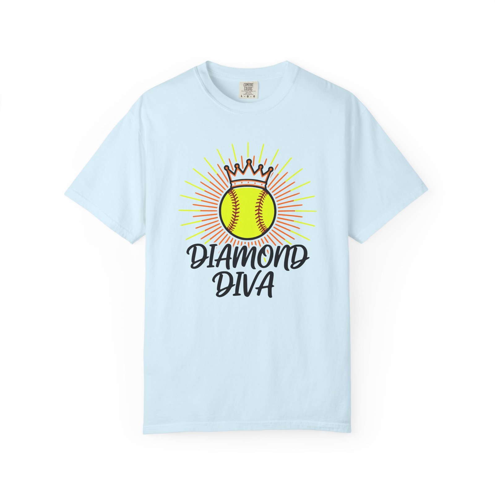 diamond diva softball tee — graphic shirt for players & fans on a comfort colors 1717 t shirt