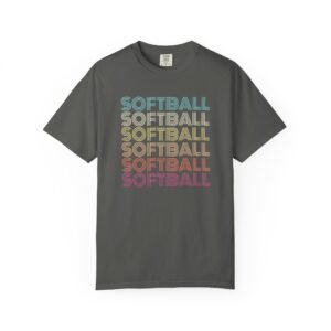 softball retro wave tee — pastel repeating softball graphic on comfort colors 1717 t shirt