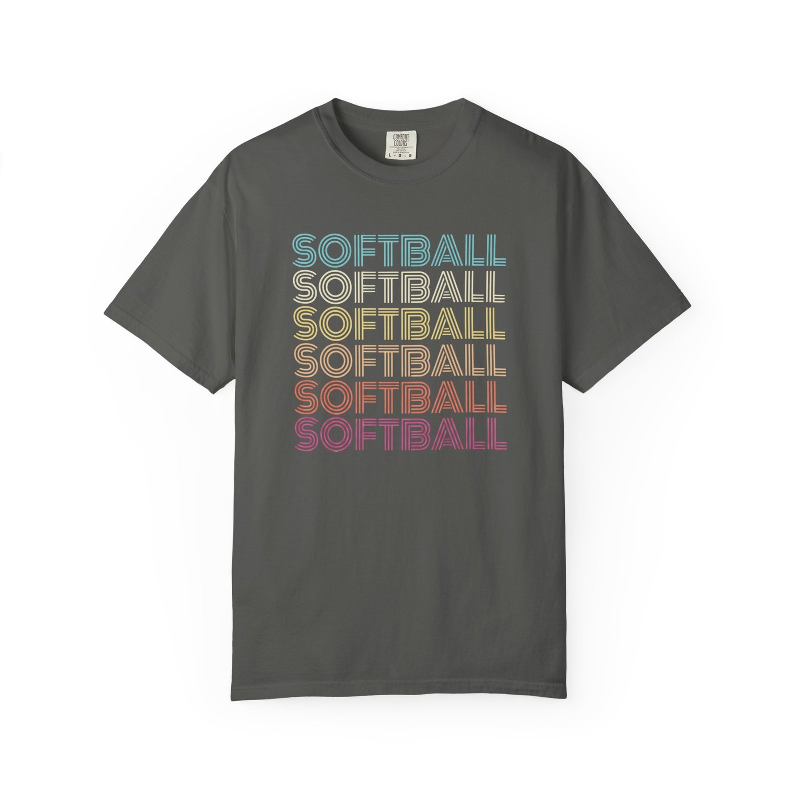softball retro wave tee — pastel repeating softball graphic on comfort colors 1717 t shirt