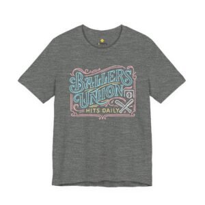 ballers union tee — 'ballers union hits daily' retro neon sign style t‑shirt