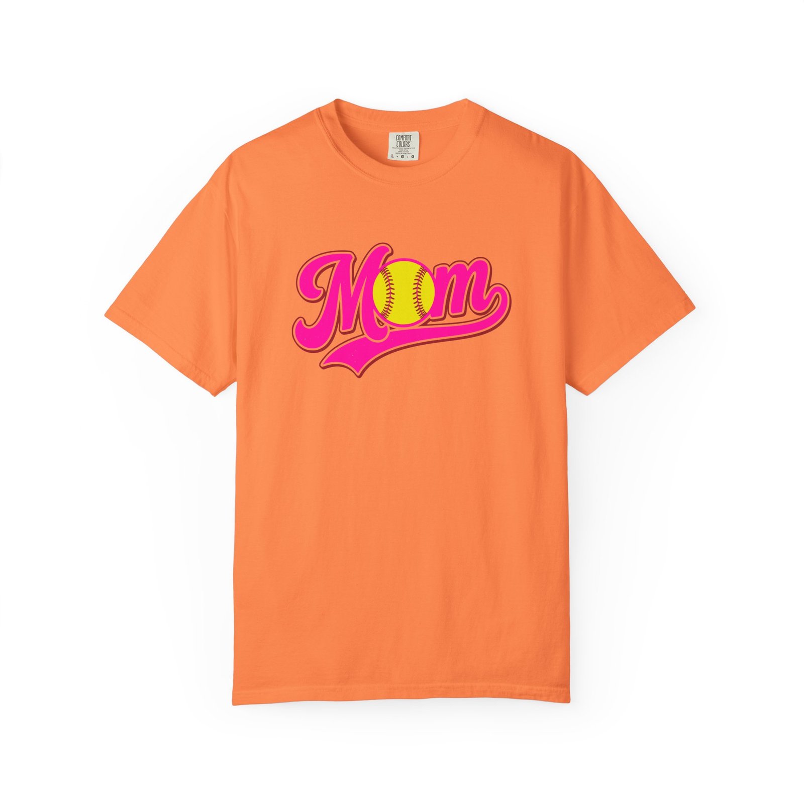 softball mom t shirt pink retro script mom with softball graphic on comfort colors 1717 tee