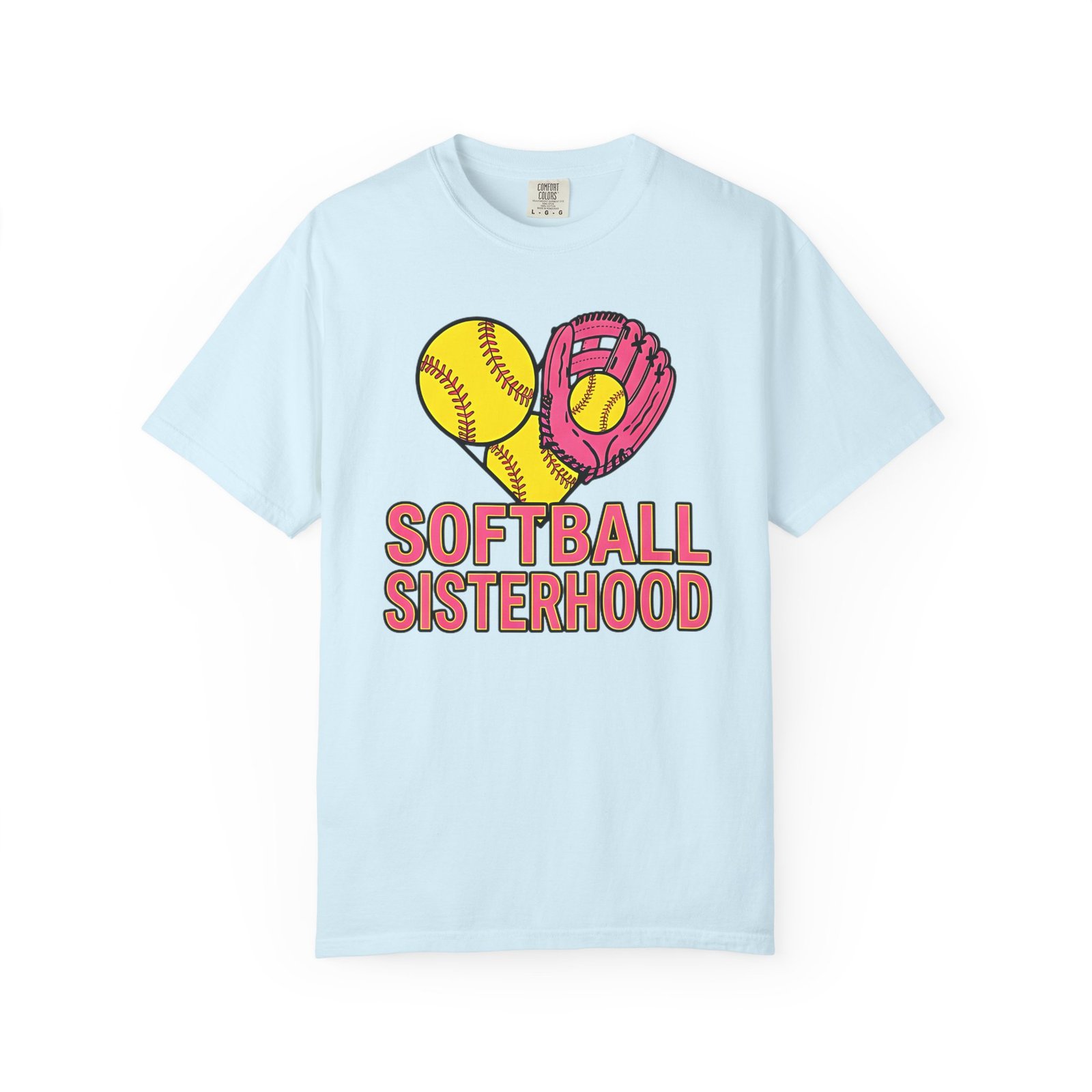 softball sisterhood tee — women’s softball graphic on comfort colors 1717 t shirt