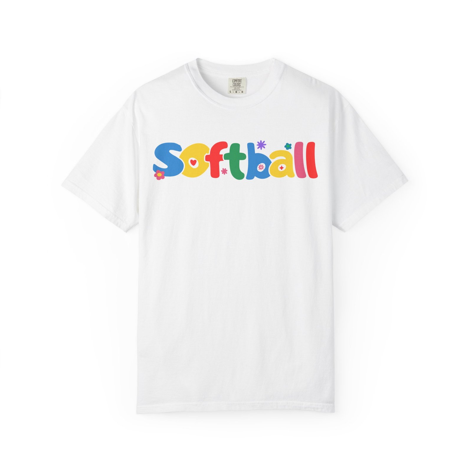 copy of softball colorful kids tee — playful retro lettering softball design on comfort colors 1717 t shirt