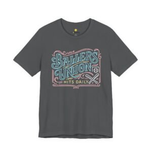 ballers union tee — 'ballers union hits daily' retro neon sign style t‑shirt