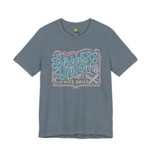 ballers union tee — 'ballers union hits daily' retro neon sign style t‑shirt