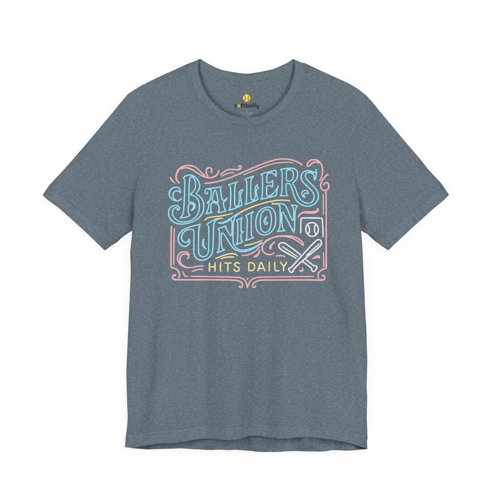 ballers union tee — 'ballers union hits daily' retro neon sign style t‑shirt ballers union tee — 'ballers union hits daily' retro neon sign style t‑shirt