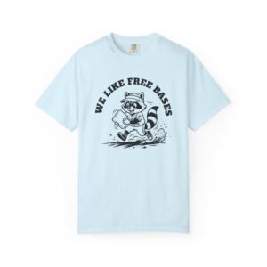 we like free bases softball raccoon graphic on comfort colors 1717 tee
