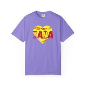 softball heart 'mama' tee — softball mom / mother shirt on comfort colors 1717 t shirt
