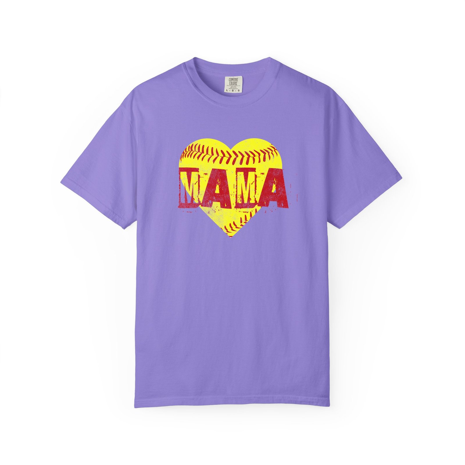 softball heart 'mama' tee — softball mom / mother shirt on comfort colors 1717 t shirt