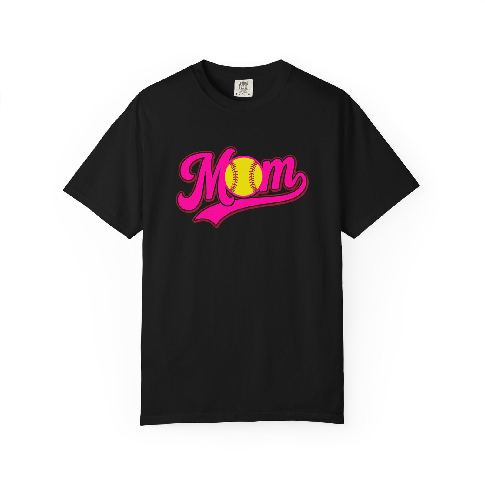 softball mom t shirt pink retro script mom with softball graphic on comfort colors 1717 tee