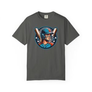 softball player graphic shirt — retro batter softball t‑shirt on comfort colors 1717 tee