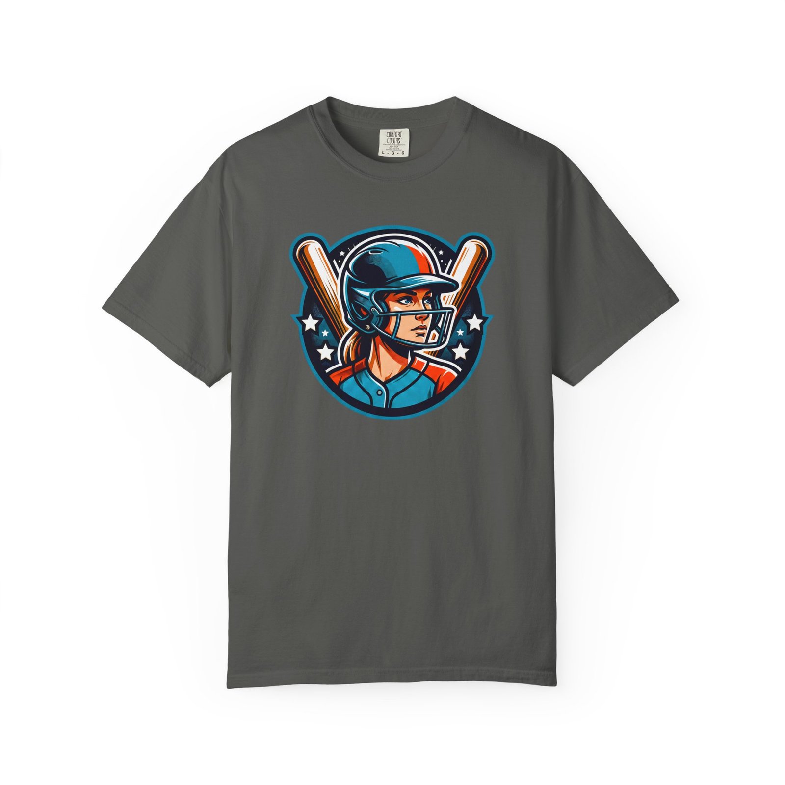 softball player graphic shirt — retro batter softball t‑shirt on comfort colors 1717 tee