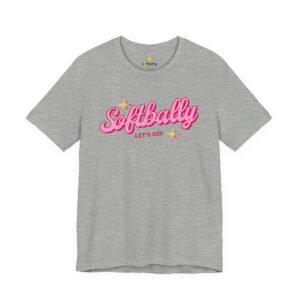 softbally “let’s go!” tee — bubble gum retro softball shirt